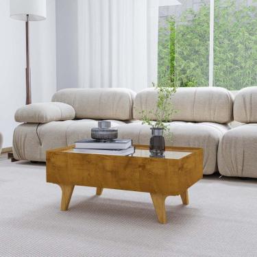 Imagem de Mesa De Centro Com Espelho 1 Gaveta E Pés 75cm Multimóveis Cr45280 Naturalle