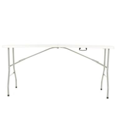 Imagem de Mesa Picnic Dobrável Vira Maleta Portátil 1,50m Camping Premium Branco