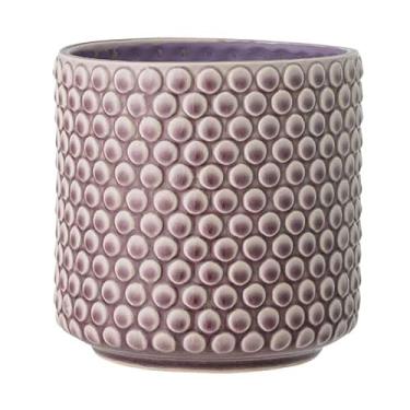 Imagem de Nordring Vaso de flores de grés – Vaso de malva de 15 cm com bolinhas – Vaso de cerâmica moderno com esmalte rachado – sem orifícios de drenagem – comporta plantas de interior de 12 cm
