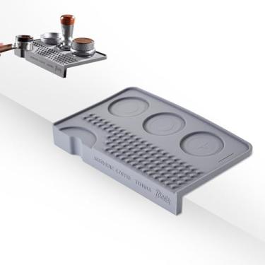 Imagem de Tapete de café expresso - Tapete de silicone para barra de café, acessório de café expresso para baristas, cozinha, bar, cafeteria (cinza)