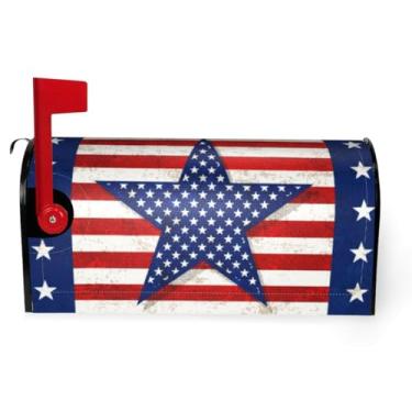 Imagem de ROLUXENTIA Capa Magnética Para Caixa De Correio Com Bandeira Americana E Estrela Patriótica - Decorações À Prova D'Água Jardim Quintal, Adequada Uso Externo, Tamanho Padrão: 21" X 18"