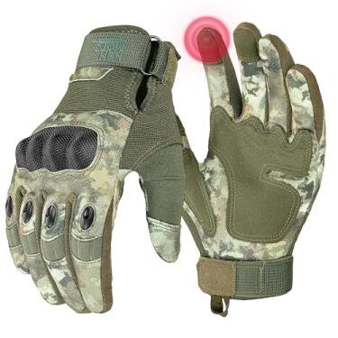 Imagem de KEMIMOTO Luvas Táticas Camufladas Para Homens, Tela Sensível Ao Toque Motocicleta, Com Revestimento Rígido E Acolchoamento Na Palma, Esportivas, Airsoft, Paintball, Caça, Caminhada, Acampamento, Esc