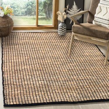 Imagem de Chardin home Tapete de área de algodão de juta 3x5 | Tapete de fazenda boho trançado em juta natural/preto | Revestimento de piso vintage rústico para sala de estar, quarto, cozinha e entrada