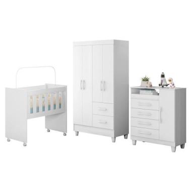 Imagem de Quarto De Bebê Completo Com Moises E Colchão Guarda Roupa 4 Portas 2 G