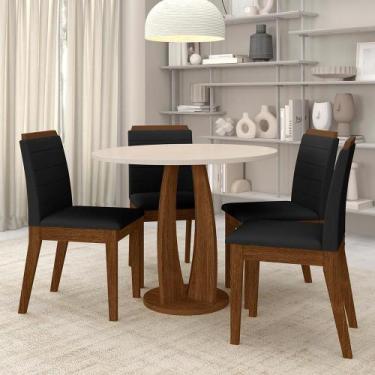 Imagem de Sala De Jantar Redonda Fontana Com 4 Cadeiras Freijo/off/preto - M.a -