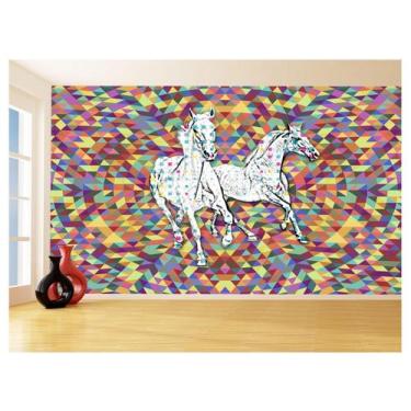 Imagem de Papel De Parede Animais Pop Art Cavalos Cores 3,5M Pxa341 - Você Decor