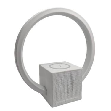 Imagem de Luminária de Mesa LED com Som e Carregador Sem Fio 15W – Rádio FM, Entrada para Pen Drive, Cartão SD, Bluetooth, AUX – 7 Modos de Luz RGB