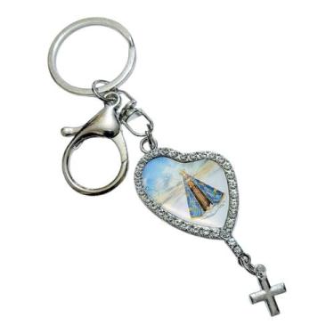 Imagem de Chaveiro SANTA terço NOSSA senhora aparecida PRATA RESINADO - ASA