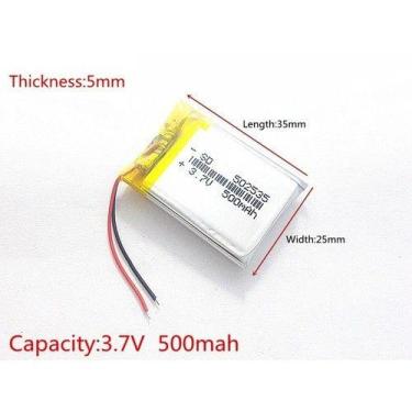 Imagem de 1 Peça 502535 2 Fios 3,7v 500mah 5mm X 25mm X 35mm - bgb