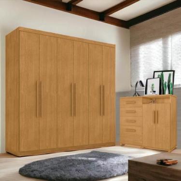 Imagem de Conjunto de Roupeiro e Cômoda Itaúnas Naturalle - CASA H