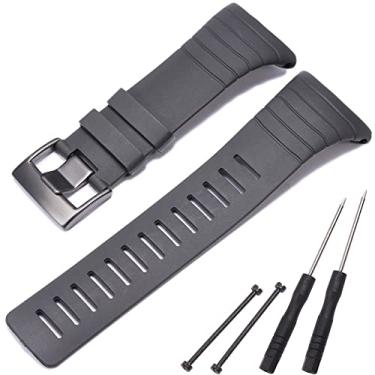 Imagem de MCXGL Pulseira de substituição compatível com suunto core totalmente preta, pulseira de borracha esportiva à prova d'água, Preto, 22mm, Esportes