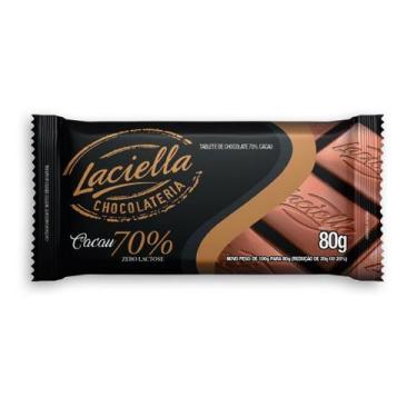 Imagem de Chocolate 70% Cacau 80g  Saudável e Sem Lactose  Laciella
