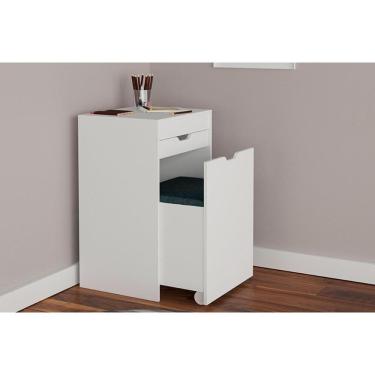 Imagem de Penteadeira Infantil PE-2007 c/ 1 Gaveta e Puff Branco - Tecno Mobili
