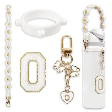 Imagem de Conjunto de pingentes de letras fofas compatível com garrafa de água Owala 680 g, 946 ml, 1,13 g, Owala Kids, copo de café Owala FreeSip – Inclui alça de alça, para acessórios Owala & Stanley Cup