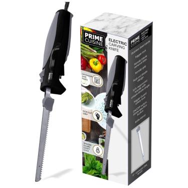 Imagem de Faca Elétrica com 23 cm de Lâmina de Aço Inox, Cabo Antiderrapante, Peças Laváveis, Botão de Segurança, Empunhadura Ergonômica,Prime Cuisine
