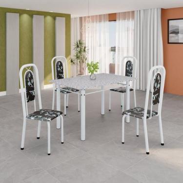 Imagem de Conjunto de Mesa Tubular 120cm X 75cm Tampo Granito Ocre com 4 Cadeira