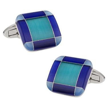 Imagem de Abotoaduras de vidro azul com caixa de apresentação Cuff-Daddy