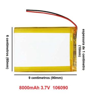 Imagem de Bateria 3,7v 8000mah 10mm X 60mm X 90mm Com 2 Fios 106090 - bgb