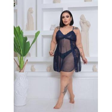 Imagem de Camisola sensual em tule e renda plus size - Ousadia Lingerie e Moda P