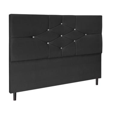 Imagem de Cabeceira para Cama Box Camboriú Solteiro Suede Capitonê com Strass Preto Black House D...