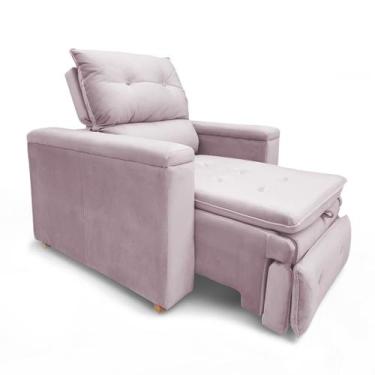 Imagem de Poltrona Cadeira do Papai Reclinável Retrátil Onix Veludo Rose - Loja 