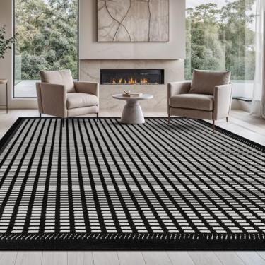 Imagem de Beverly Rug Tapete Micro Loop Preto/Branco 20 x 25 cm Geométrico Moderno Luxuoso Zebra Durável Macio Tapete Interior para Sala de Estar Sala de Jantar Escritório Resistente a Manchas Não Descamação