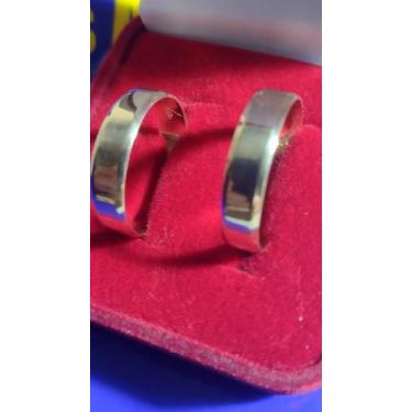 Imagem de Par Alianças Ouro 18 Kilates Com Kina Chanfrada Noivado e Casamento 10