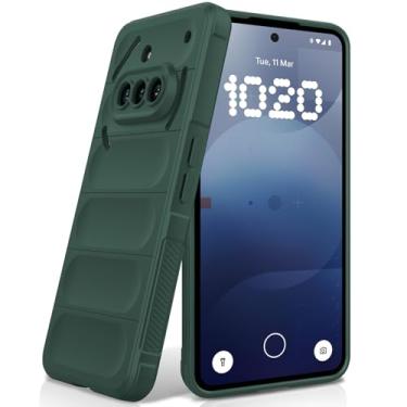 Imagem de BonYonka Capa de silicone para Nothing Phone 3a, forro de microfibra antiarranhões, capa à prova de choque com proteção para câmera, verde