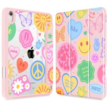 Imagem de May Chen Capa fina híbrida para iPad mini 7 (A17 Pro, 7ª geração) 2024/iPad mini 6 (6ª geração) 8,3 polegadas, [suporte de lápis embutido] capa à prova de choque, capa traseira transparente