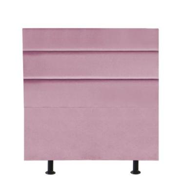 Imagem de Cabeceira Estofada Cama Box Solteiro 90cm Argentina Suede Rosa Bebe- M