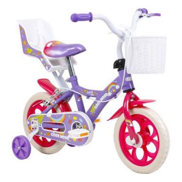 Imagem de Bicicleta Infantil com roda treinamento Flower Aro 12 Good Mood Lilás