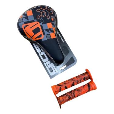 Imagem de Kit Selim e Manoplas Gios para BMX Freeride, Wheeling, Selim Anatômico e Manoplas Ergonômicas, Cor Laranja