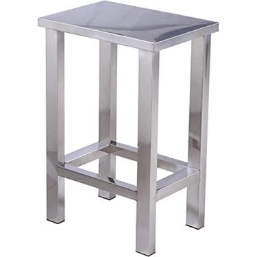 Imagem de Banqueta Quadrada De Aço Inoxidável Banqueta De Bar Criativa Banqueta De Jantar Multiuso Sem Encosto Mobília De Banquinho, Stainless Steel, 60CM