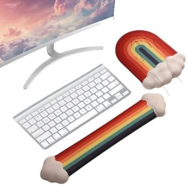 Imagem de WFCYGL Descanso De Pulso Para Teclado Em Gel, Mouse Pad Arco-Íris Fofo Com Base Pu Silicone Ergonômico Branco, Suporte Jogos, Mesa, Laptop, Escritório Doméstico
