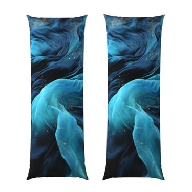 Imagem de Capa de travesseiro corporal com zíper oculto, fronha longa de microfibra macia e respirável para travesseiro corporal, capas de travesseiro de tecido azul para dormir, presente de cama, capa de