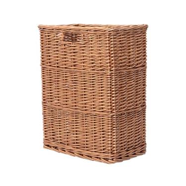 Imagem de Cesta de armazenamento de vime natural, cesto de roupa de banheiro, caixa de armazenamento de brinquedos para sala de estar 30 x 18,5 x 38 cm