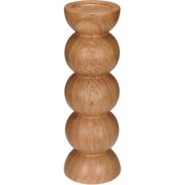 Imagem de CASTIÇAL PORTA VELA HOME&CO CERÂMICA 25X8X8CM ESTILO MADEIRA