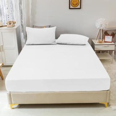 Imagem de Jogo de Lençol Queen 100% Algodão Egipcio 600 fios 3 peças (Branco, Casal)