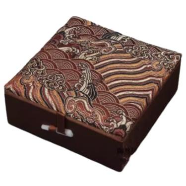 Imagem de Only My Live Home Caixas de armazenamento de pulseira quadrada de algodão de enchimento para mulheres com pulseira de presente Caixa de embalagem de tecido brocado de seda chinesa (café, tamanho