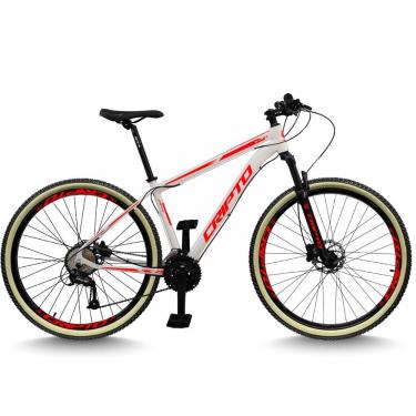 Imagem de Bicicleta Aro 29 Cripto 24 Marchas Freios Disco E Suspensão Pneu Bege - Branco/vermelho - 17" Branco/vermelho