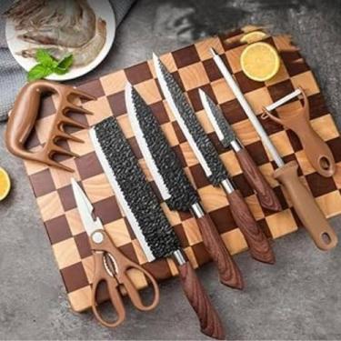 Imagem de Conjunto Talheres Churrasco Inox Com Cutelo E Amolador - Ecom Six