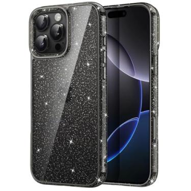 Imagem de JETech Capa Glitter para iPhone 16 Pro Max 6,9 Polegadas, Case Protetora de Telefone à Prova de Choque com Brilho Brilhante, Capinha Fofa e Brilhante para Mulheres e Meninas (Titânio Preto)