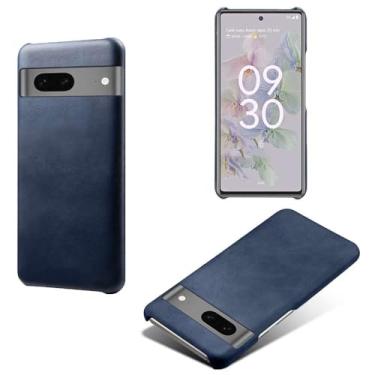 Imagem de Capa para Google Pixel 7A,Proteção contra quedas,Casca de volta de cor sólida simples,Design de couro de imitação de plástico-Blue