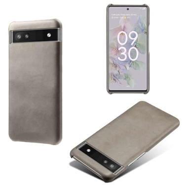Imagem de Capa para Google Pixel 6A 5G,Proteção contra quedas,Casca de volta de cor sólida simples,Design de couro de imitação de plástico-Gray