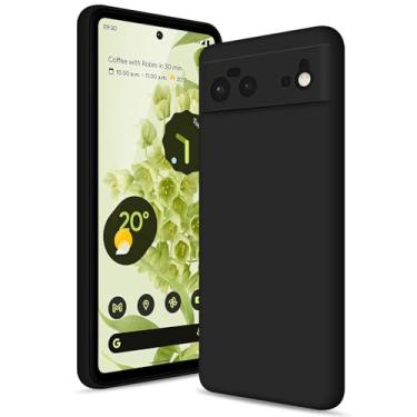 Imagem de Btstring Capa para Google Pixel 6, capa de silicone macio com proteção de câmera atualizada, capa fina à prova de choque com forro de microfibra antiarranhões, preta