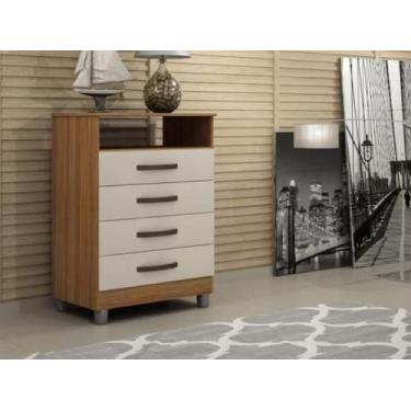 Imagem de Cômoda 4 Gavetas Paris - CHF Móveis -Carvalho/Off White - CHF Móveis L