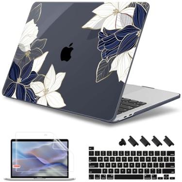 Imagem de May Chen Para MacBook Pro de 16 polegadas A2141 versão 2020 2019, protetor de tela e capa de teclado de plástico macio para MacBook Pro 16 polegadas com Touch Bar e Touch ID - Flor elegante