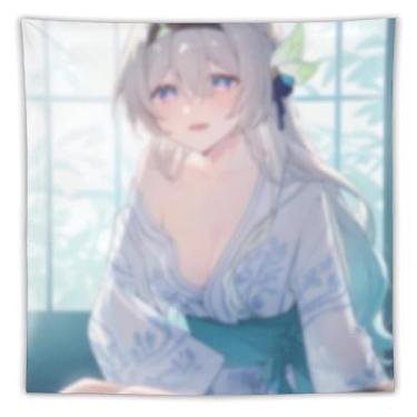 Imagem de LIEGBMEU Tapeçaria sexy de anime menina 152 x 152 cm arte de colcha de parede decoração de tapeçaria caprichosa AF143