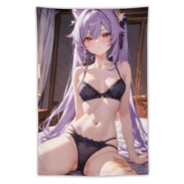 Imagem de LIEGBMEU Tapeçaria de biquíni sexy anime menina 101.6 cm x 152.4 cm interior exterior parede colcha arte decoração de tapeçaria caprichosa, AC024