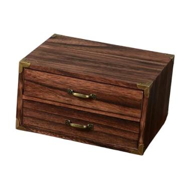 Imagem de ChuYiElegance Organizador de mesa de madeira, organizador de mesa, gavetas, armário de armazenamento, caixa para escrivaninhas, quarto, sala de estar, banheiro, 24x18x13cm